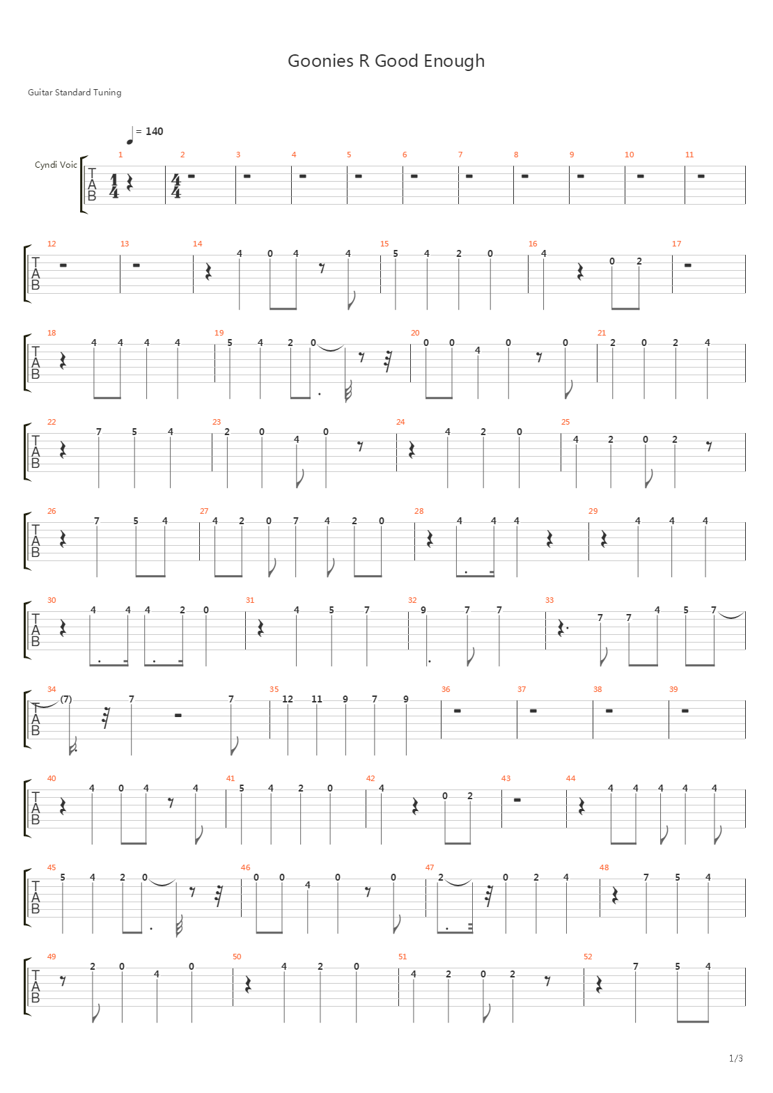 Goonies吉他谱