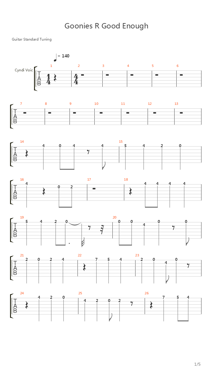 Goonies吉他谱