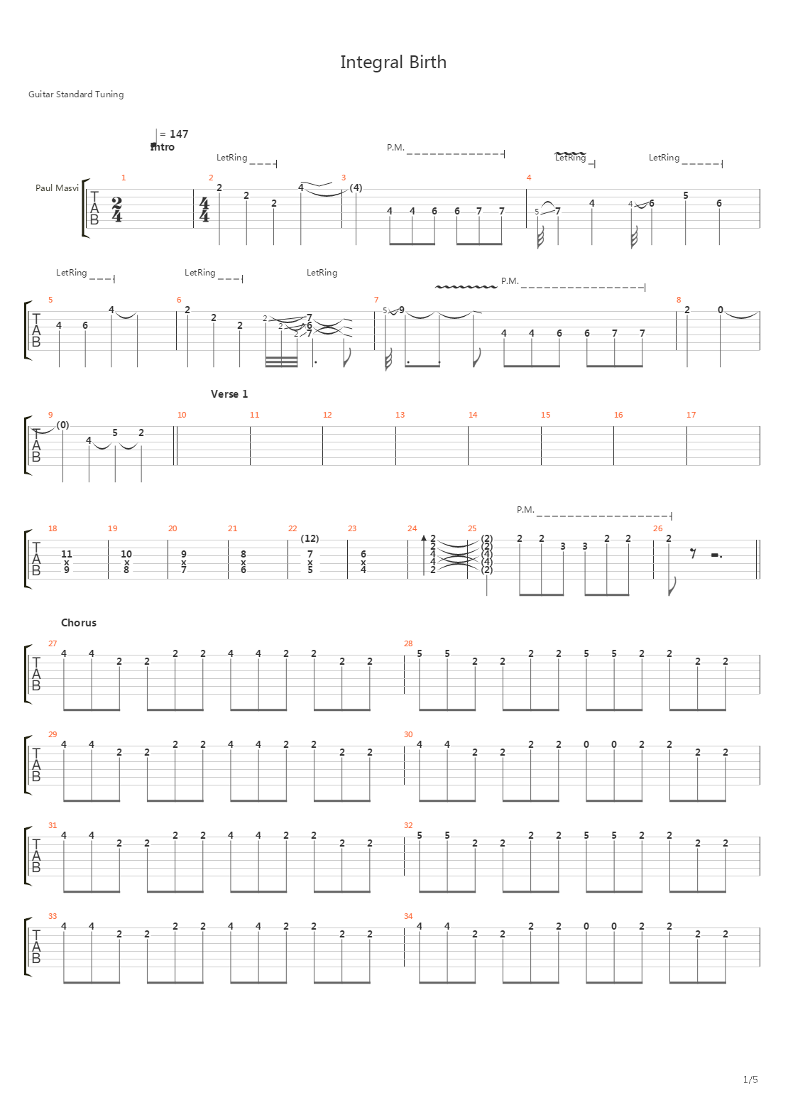 Integral Birth吉他谱