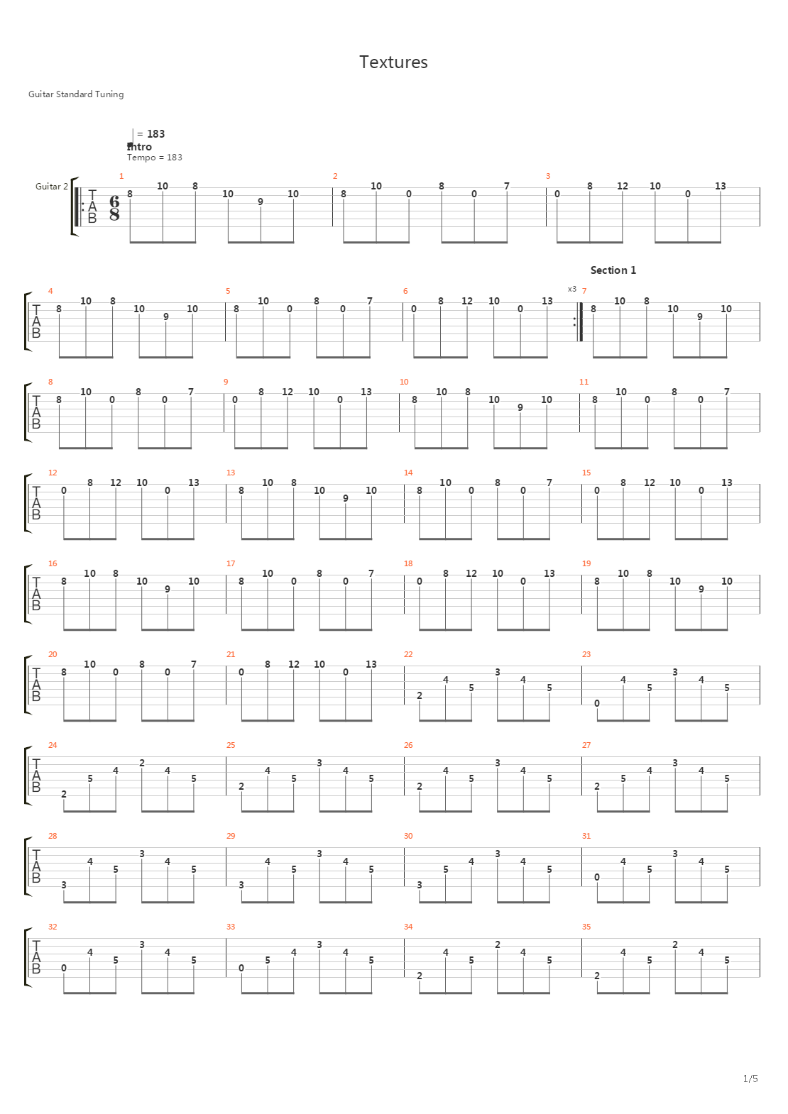 Textures吉他谱