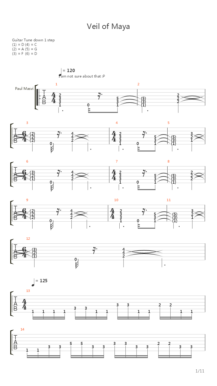 Veil Of Maya吉他谱