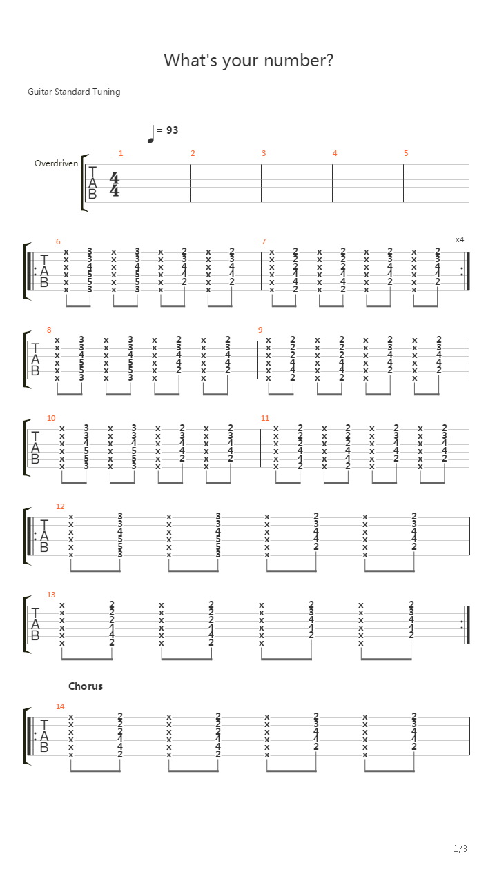 Whats Your Number吉他谱