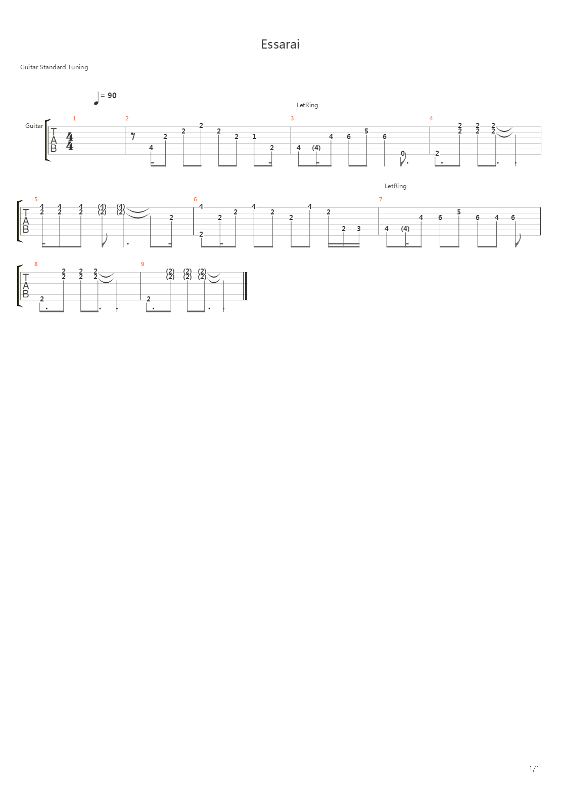 Essarai吉他谱
