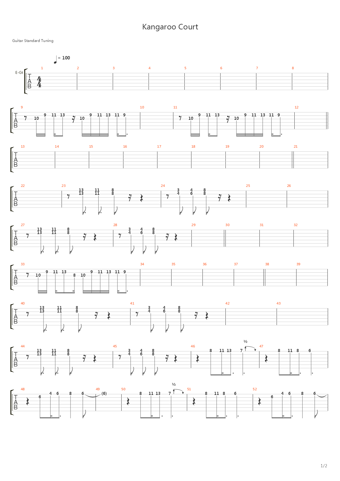 Kangaroo Court吉他谱