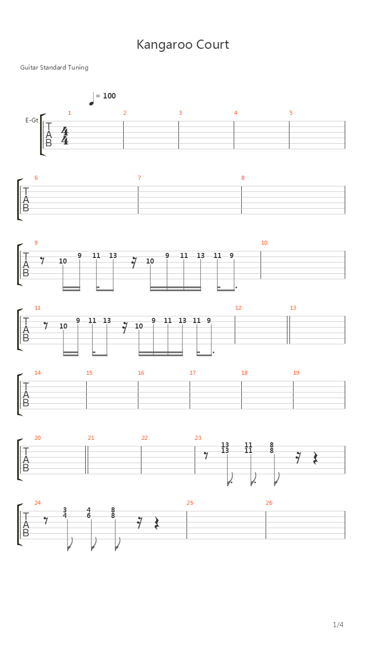 Kangaroo Court吉他谱