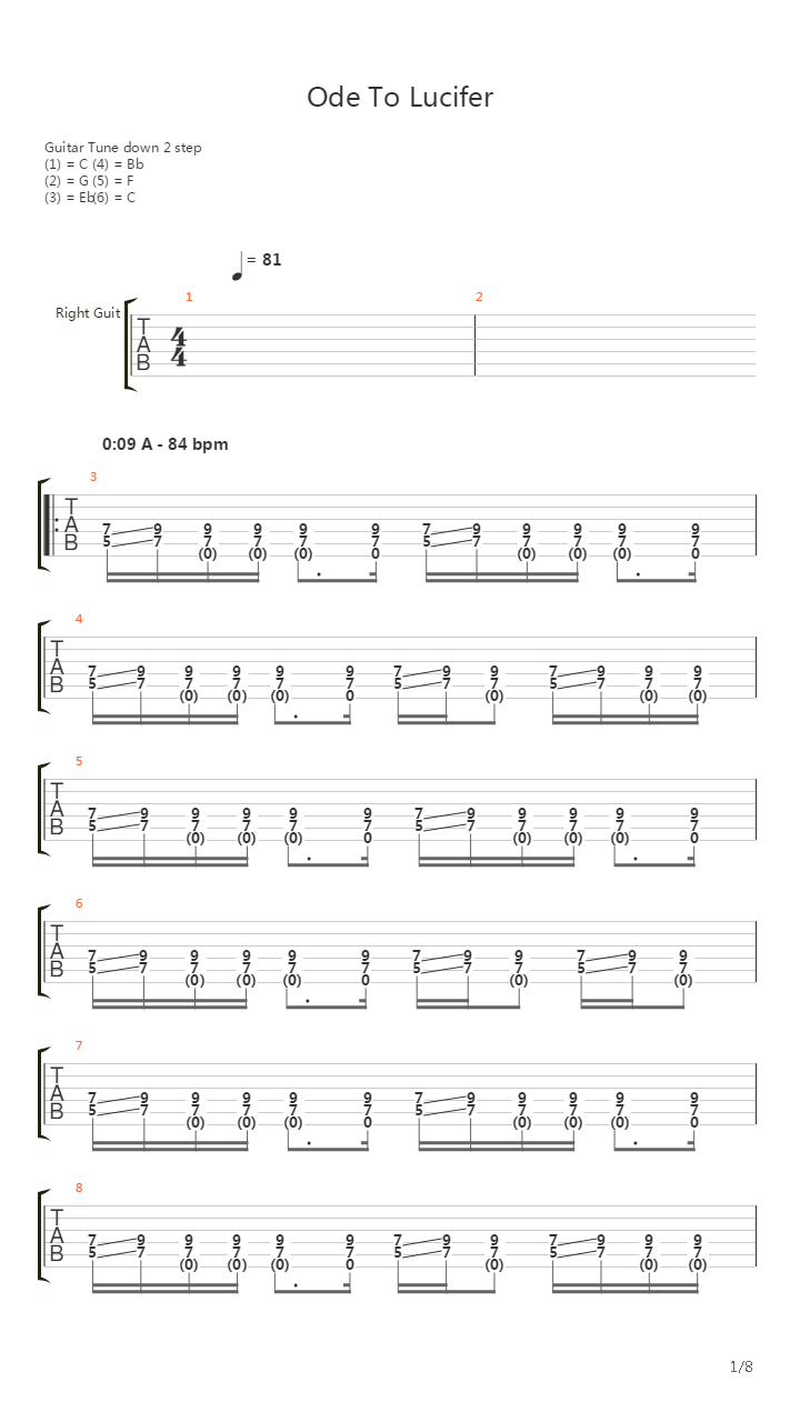Ode To Lucifer吉他谱