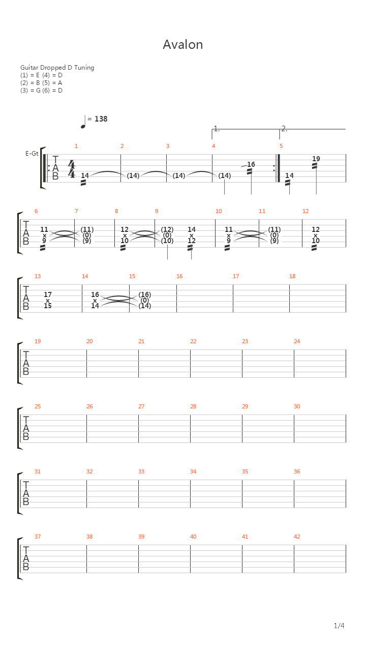 Avalon吉他谱