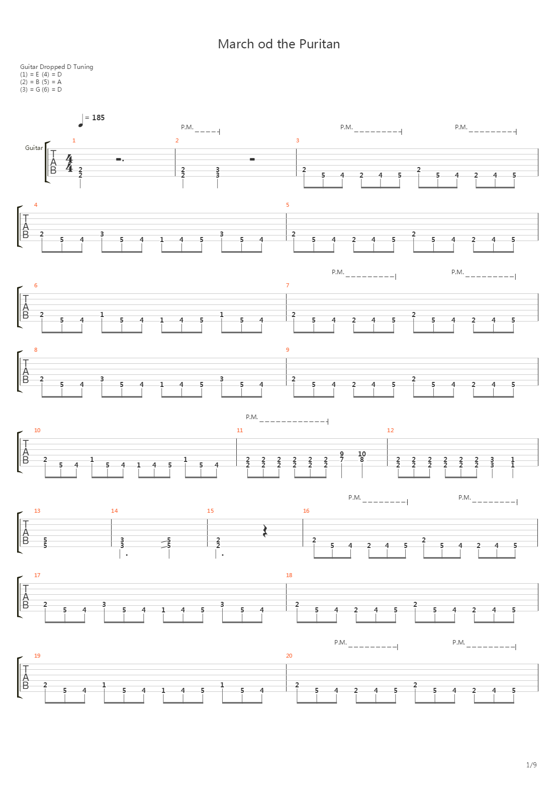 March Of The Puritan吉他谱