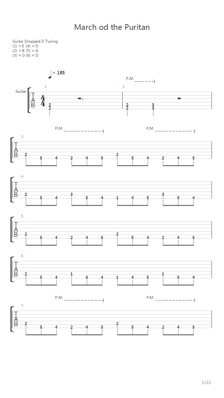 March Of The Puritan吉他谱