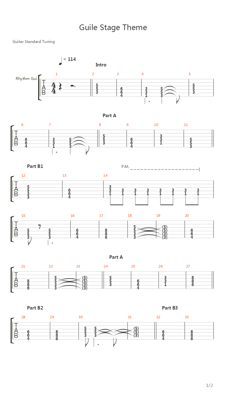 Guile Theme Goes Metal吉他谱