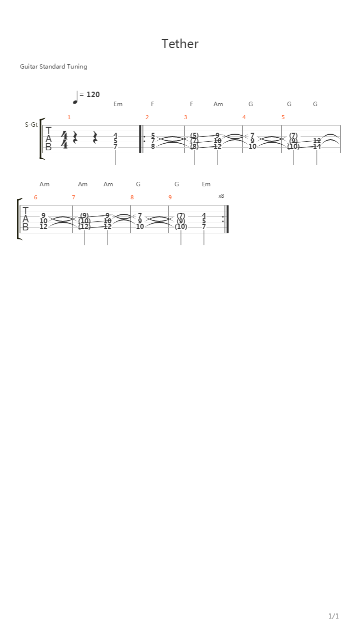 Tether吉他谱