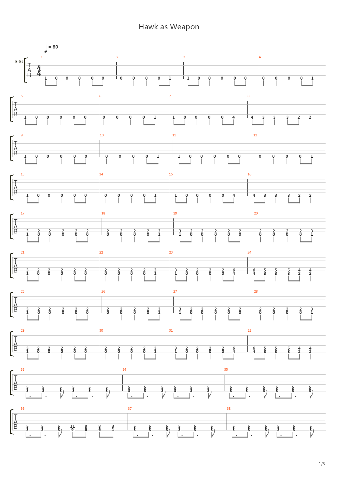 Hawk As Weapon吉他谱