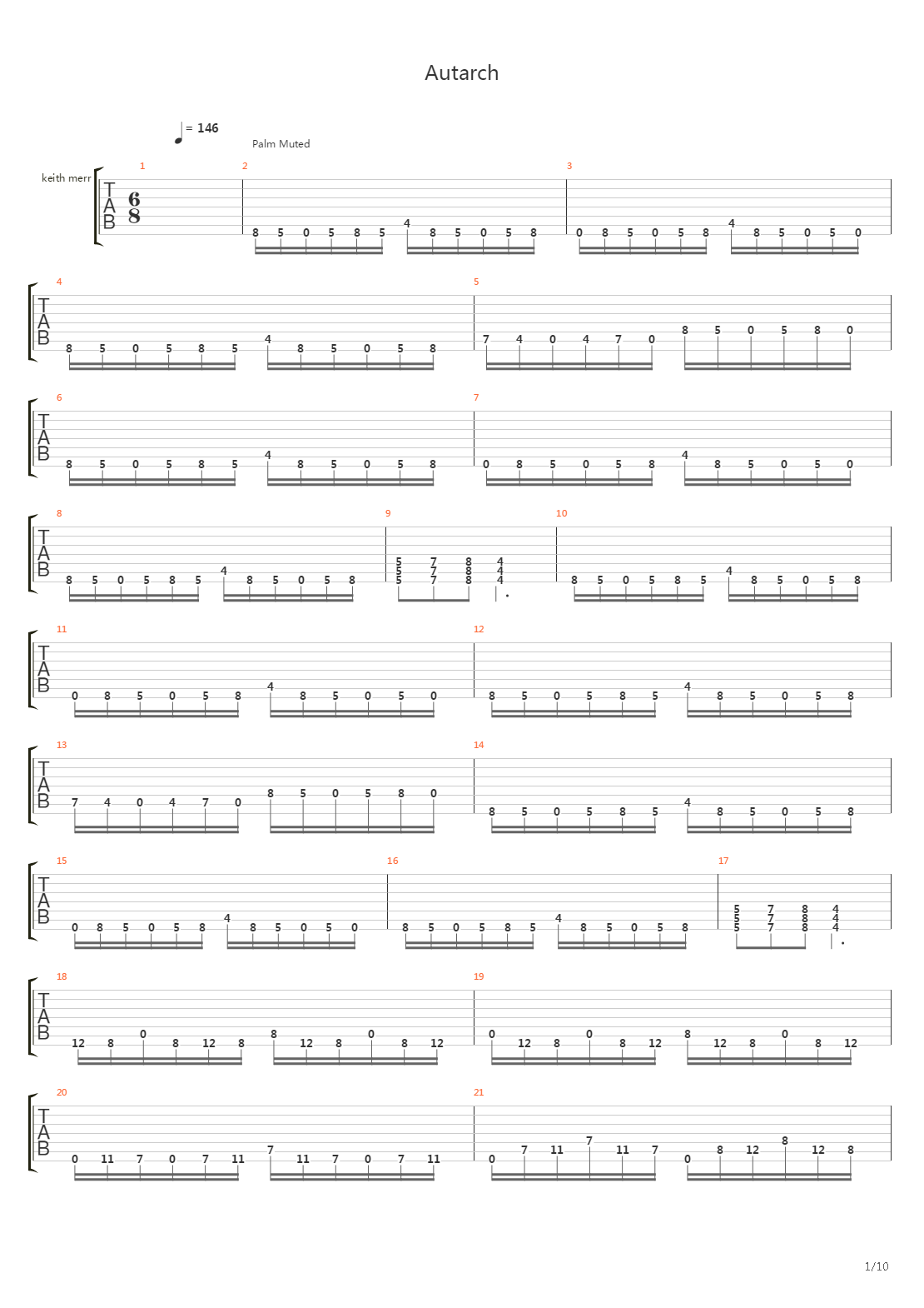 Autarch吉他谱