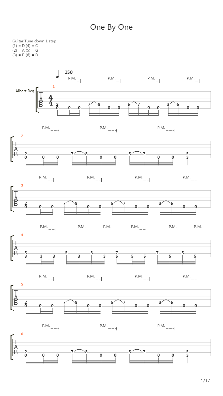 One By One吉他谱