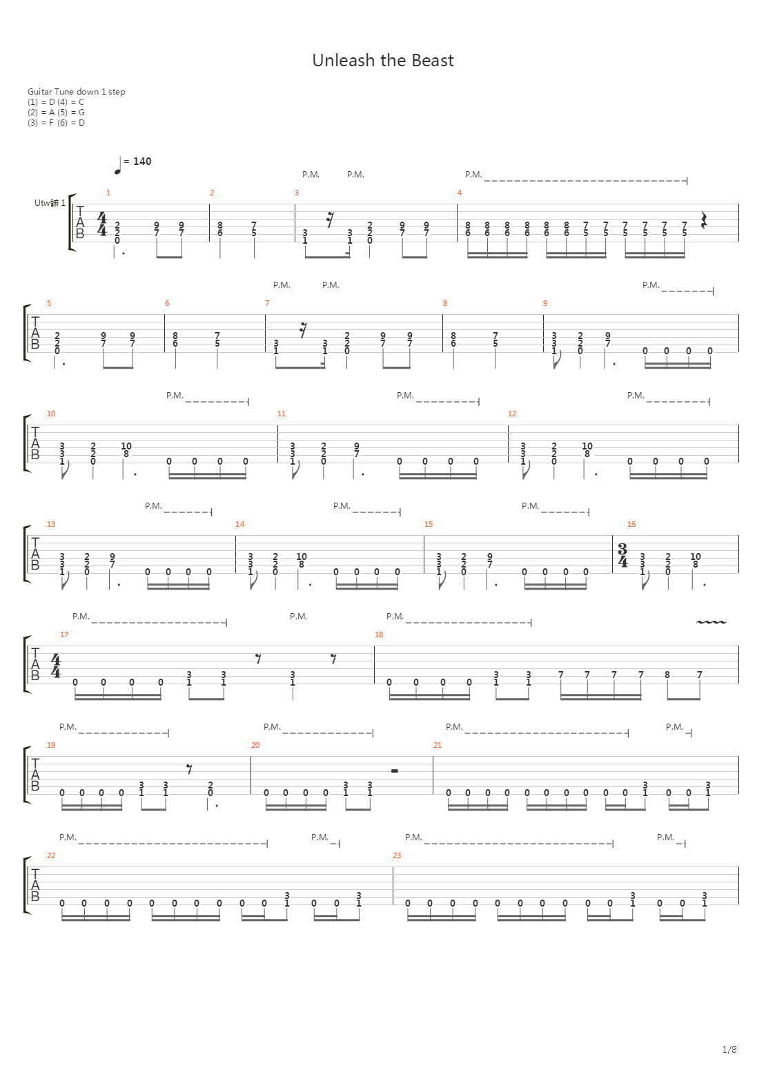 Unleash The Beast吉他谱