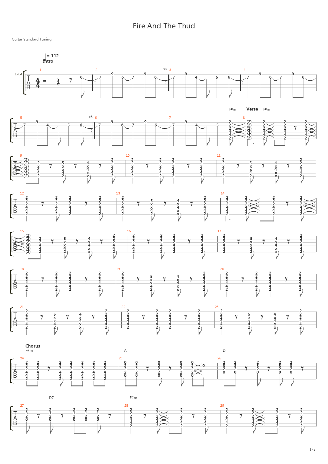 Fire And The Thud吉他谱