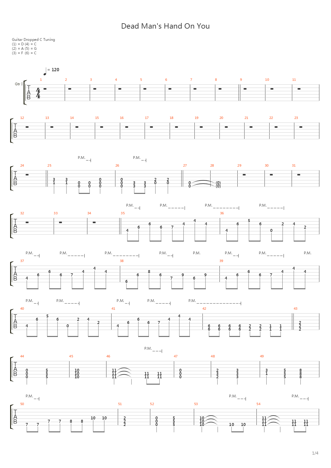 Dead Mans Hand On You吉他谱