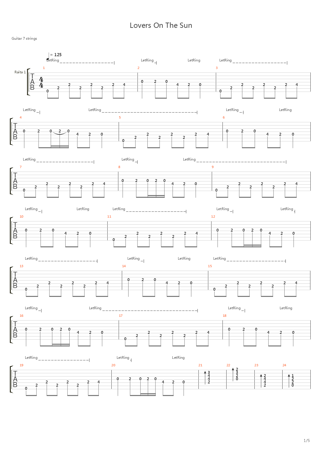 Lovers On The Sun吉他谱