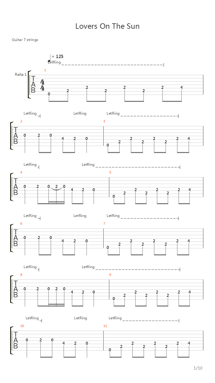 Lovers On The Sun吉他谱