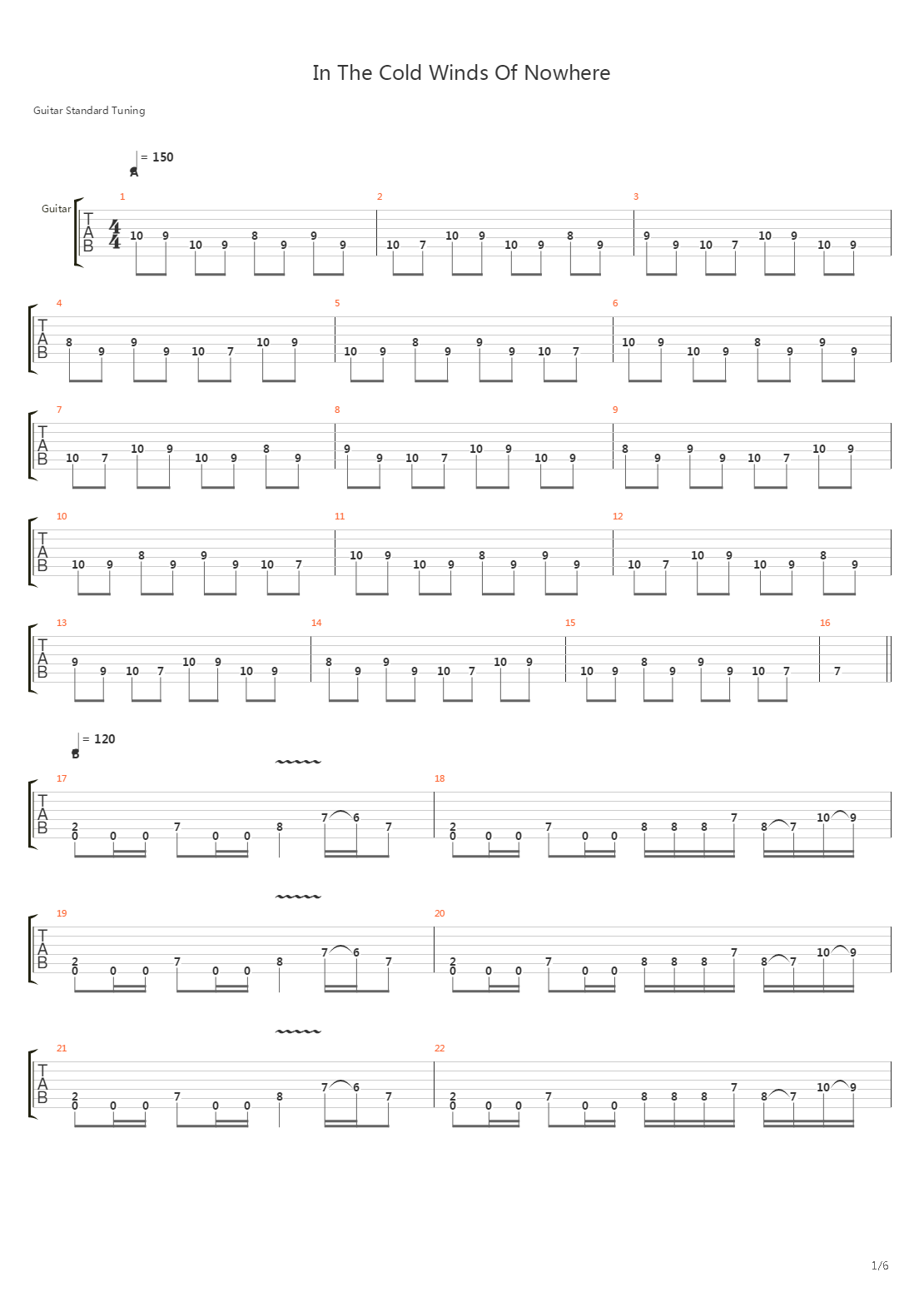 In The Cold Winds Of Nowhere吉他谱