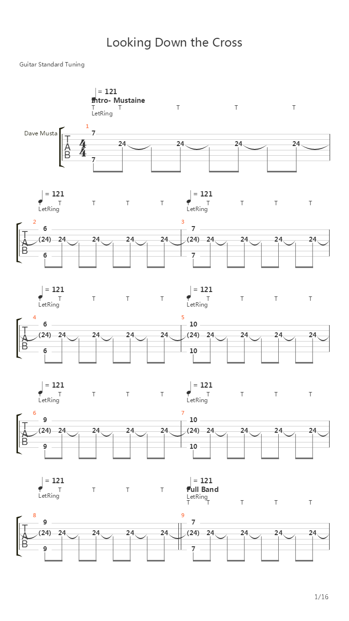 Looking Down The Cross吉他谱