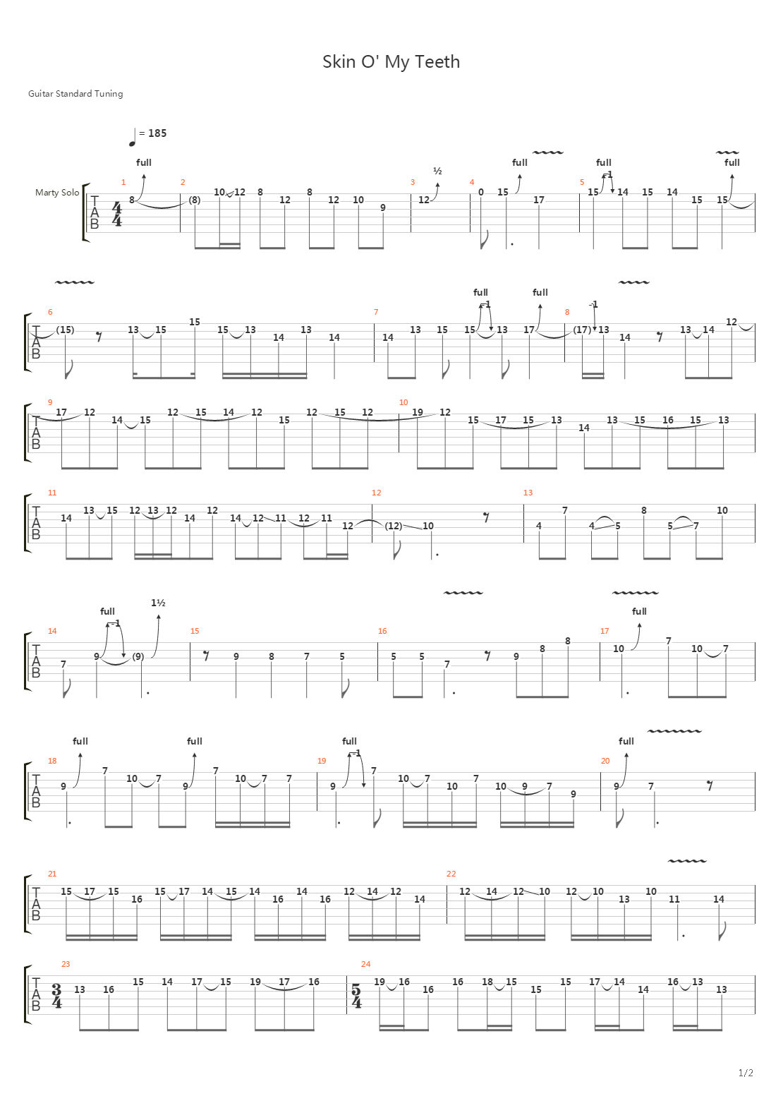 Skin O My Teeth吉他谱