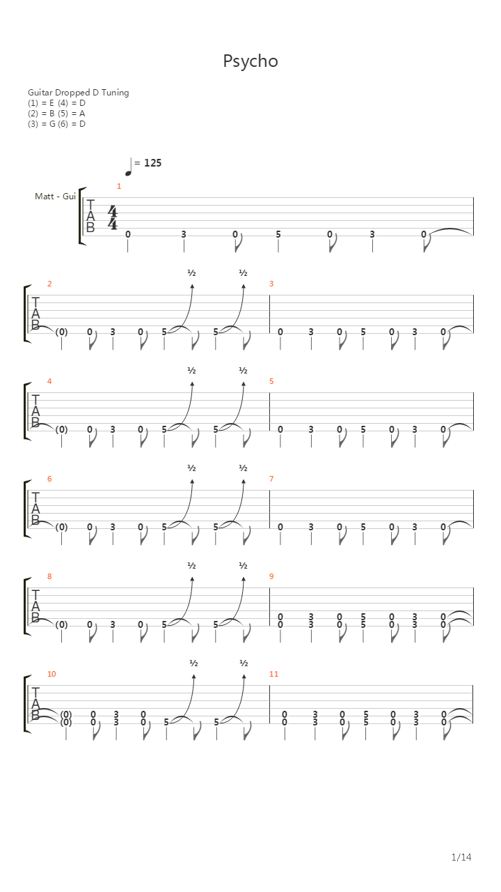 Psycho吉他谱