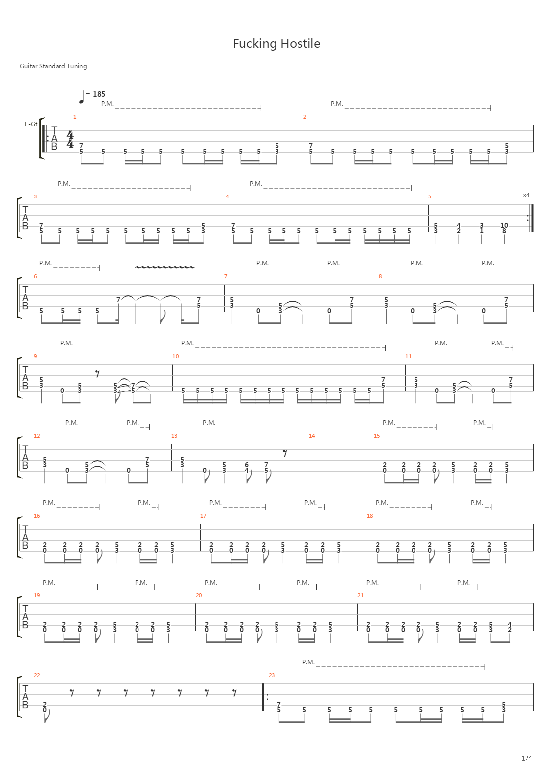 Fucking Hostile吉他谱