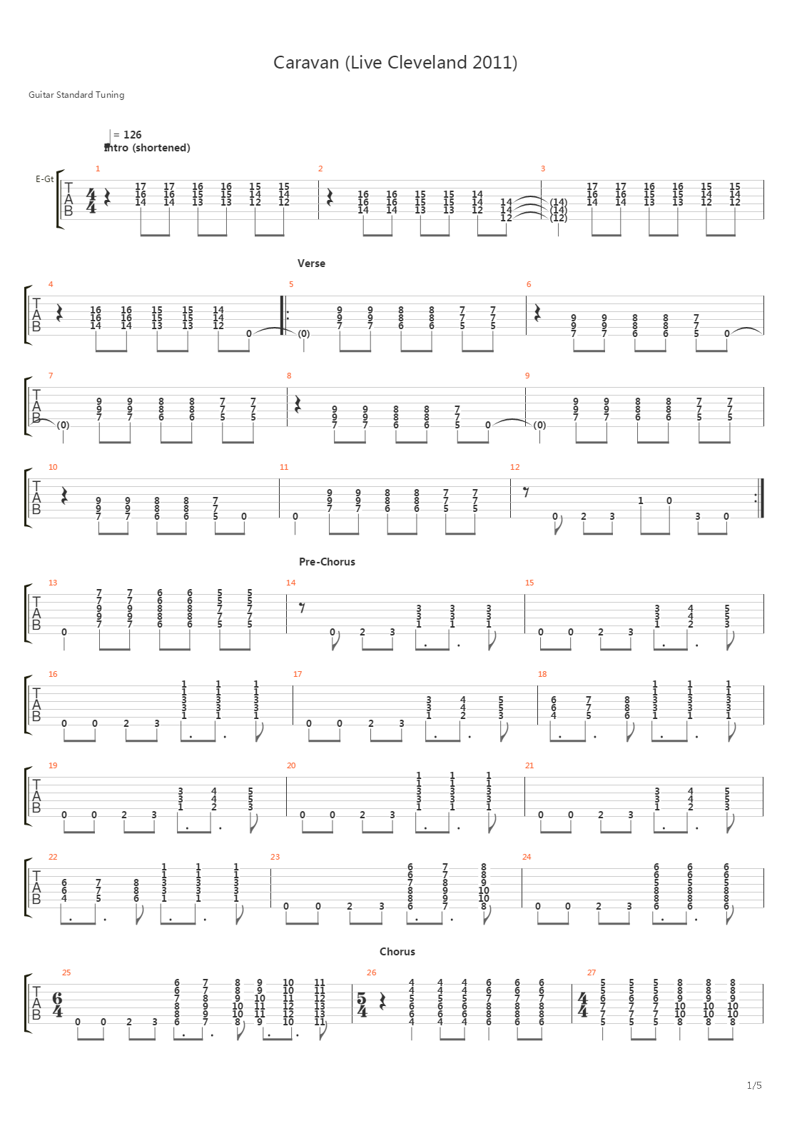 Caravan吉他谱