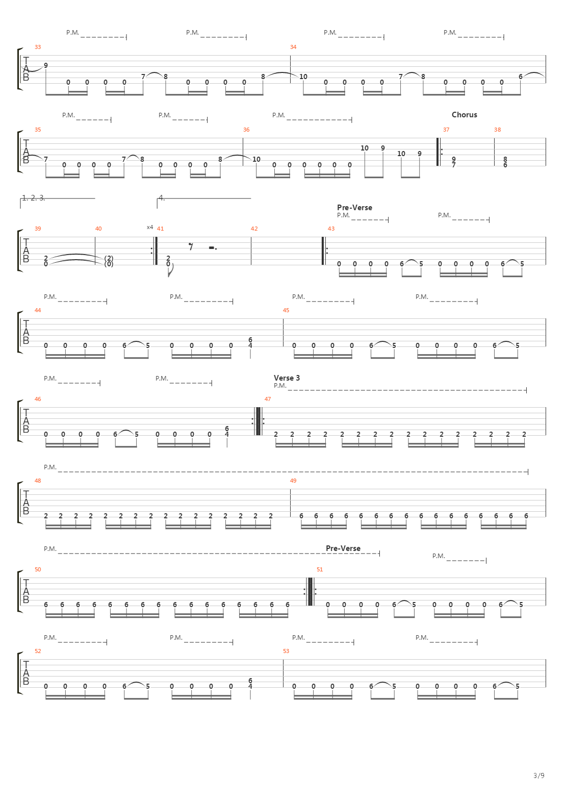 War吉他谱