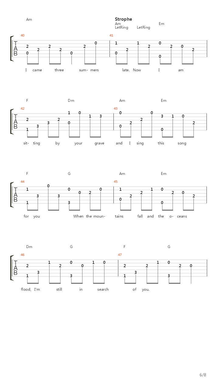 When Mountains Fall吉他谱