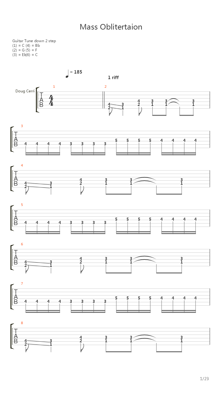 Mass Obliteration吉他谱