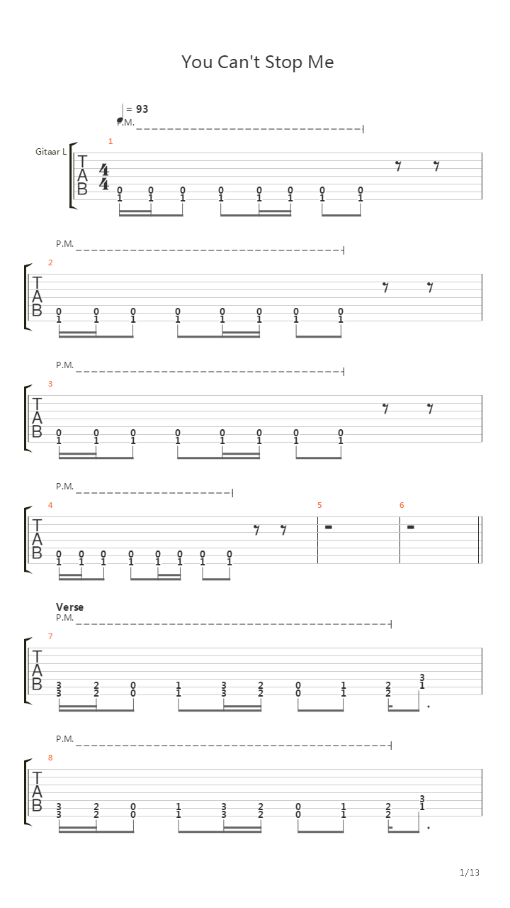 You Cant Stop Me吉他谱