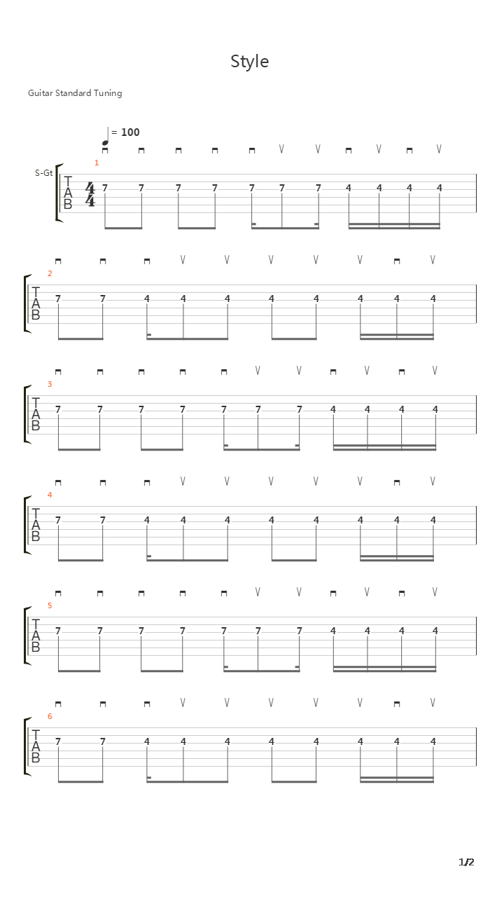 Style吉他谱