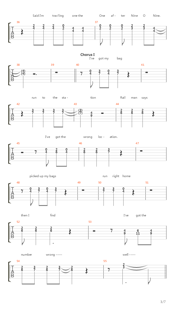 One After 909吉他谱