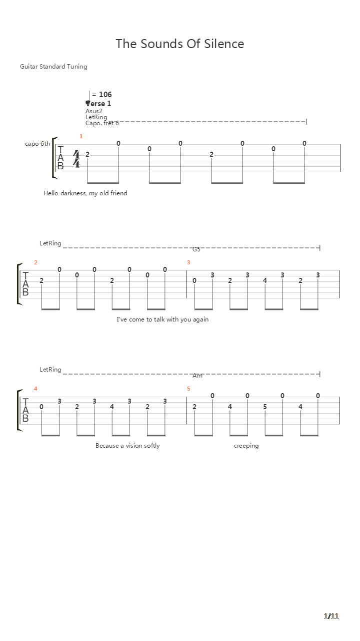 The Sound Of Silence吉他谱
