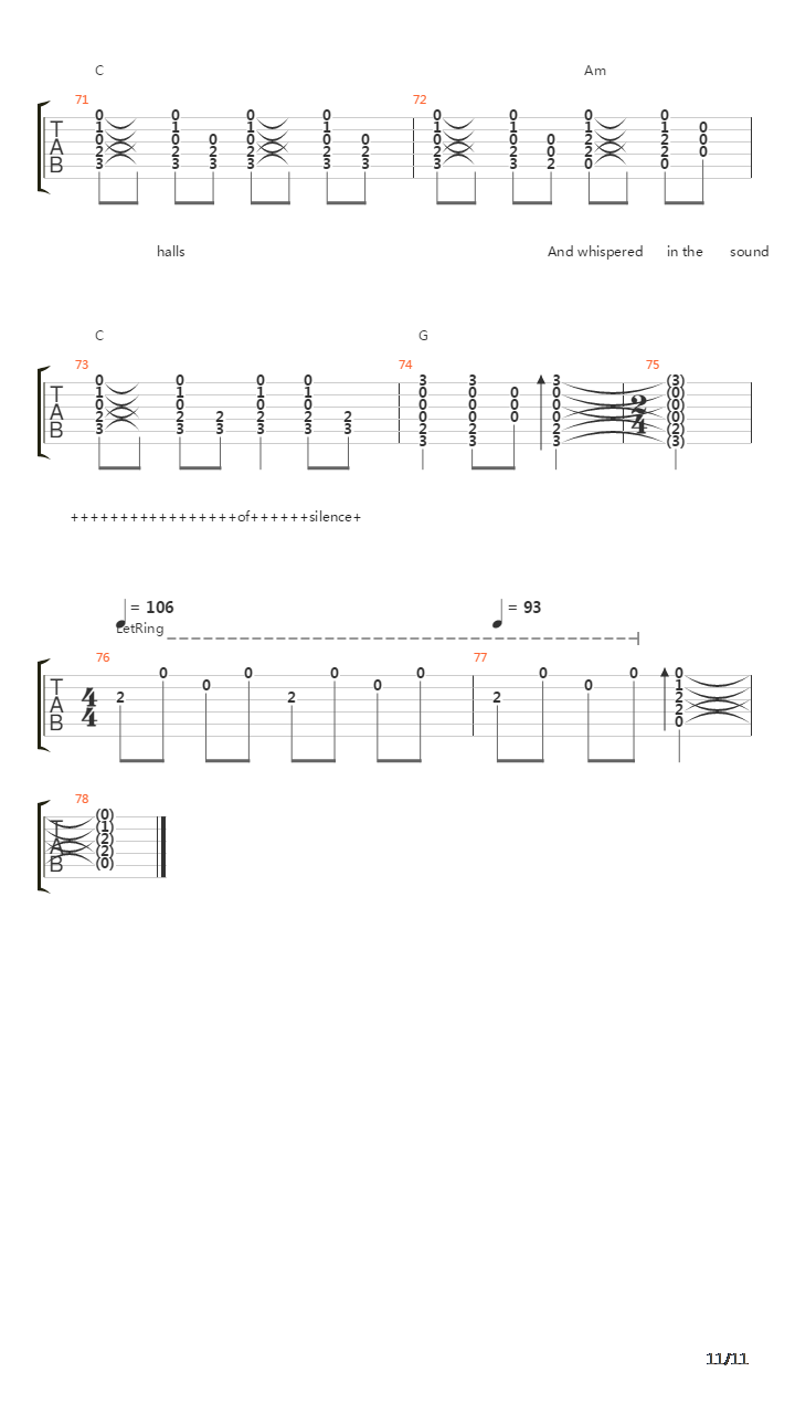 The Sound Of Silence吉他谱