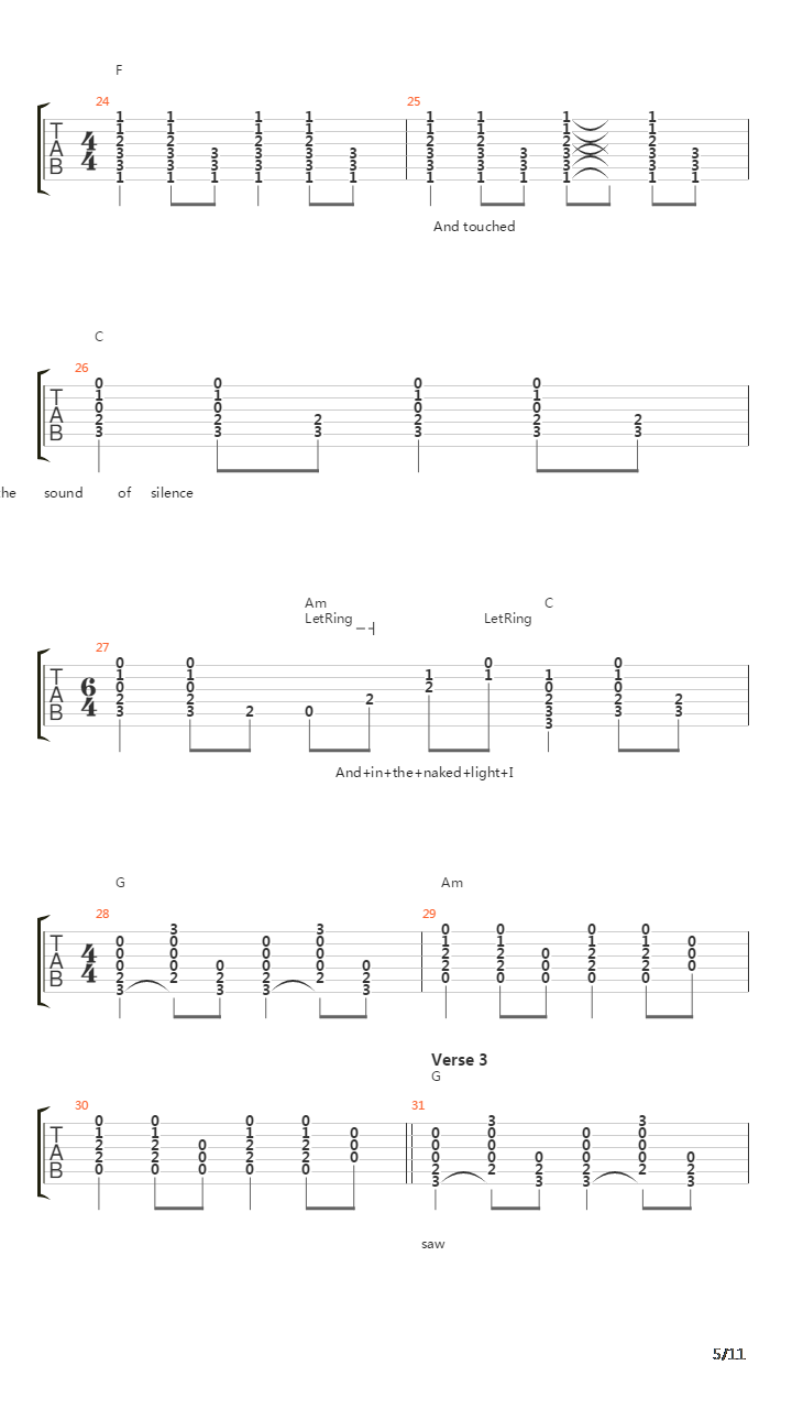 The Sound Of Silence吉他谱