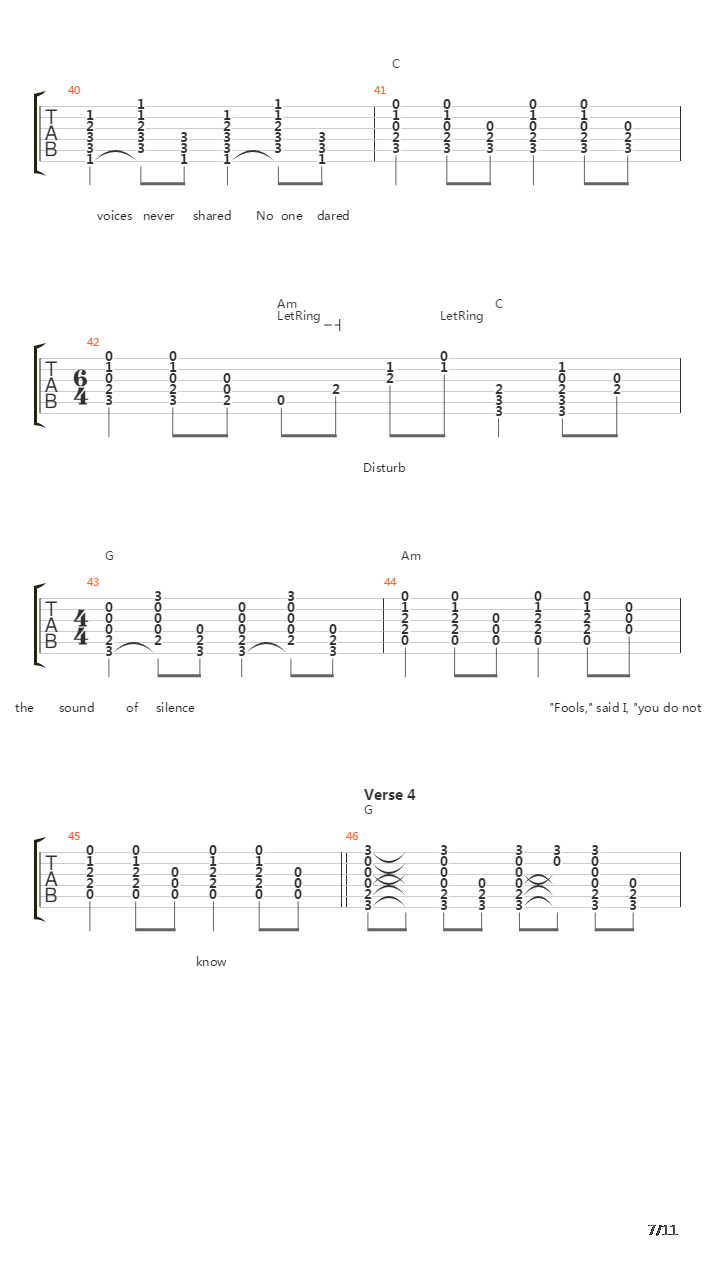 The Sound Of Silence吉他谱