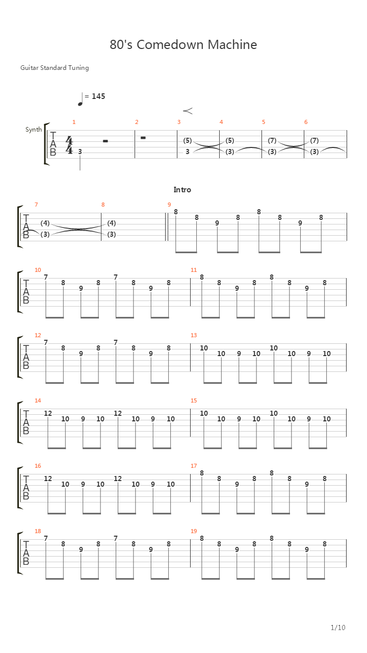80S Comedown Machine吉他谱