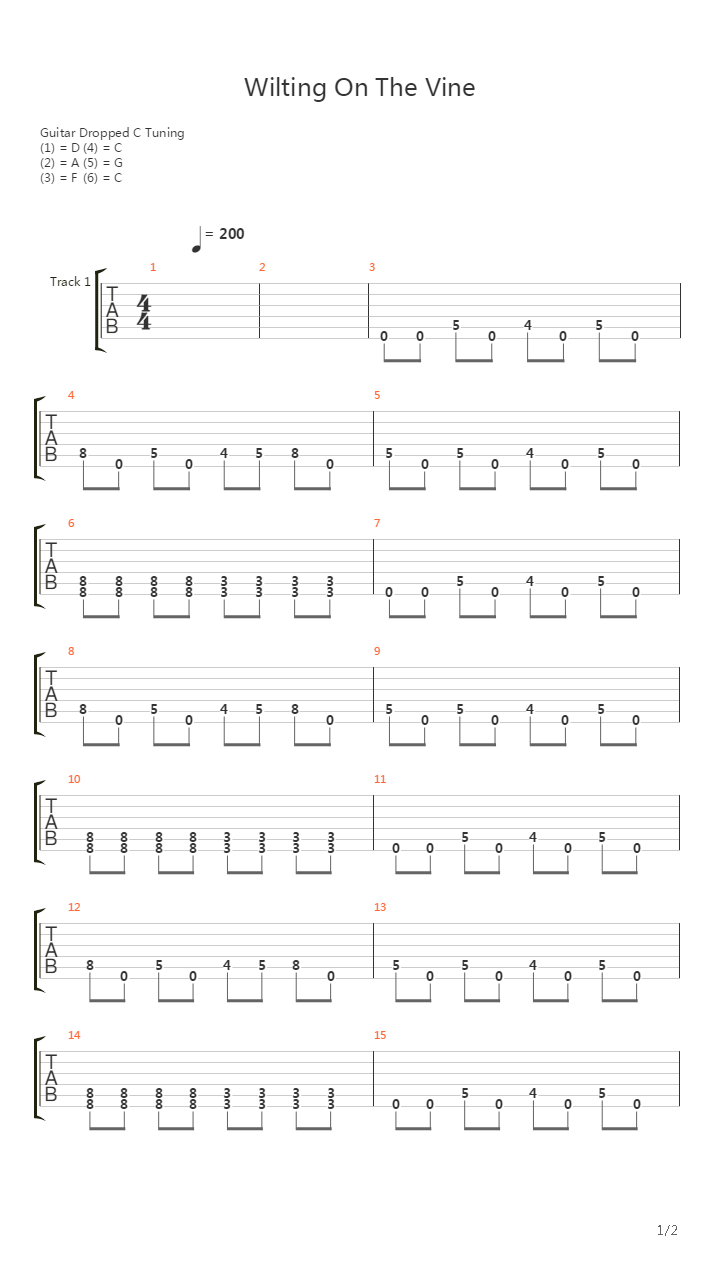 Wilting On The Vine吉他谱