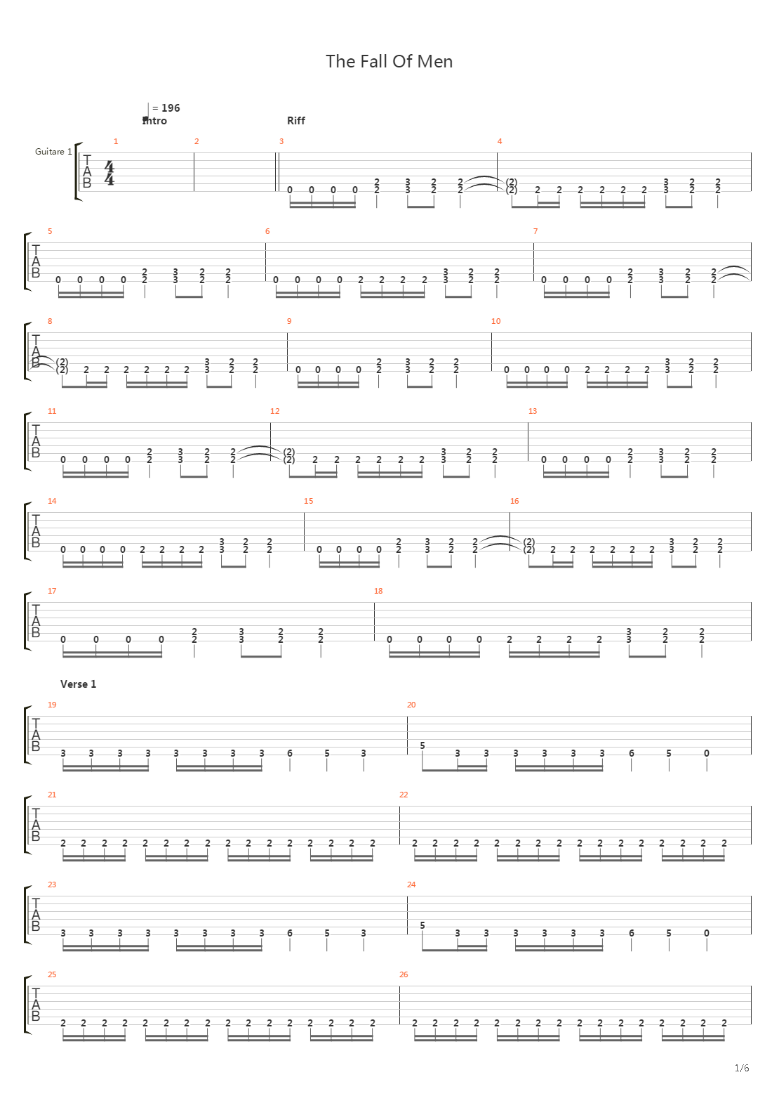Fall Of Men吉他谱