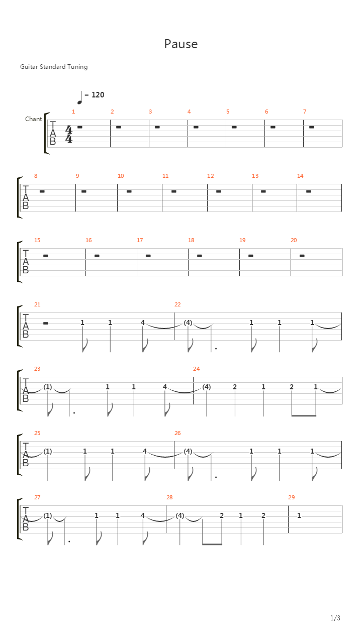 Pause吉他谱