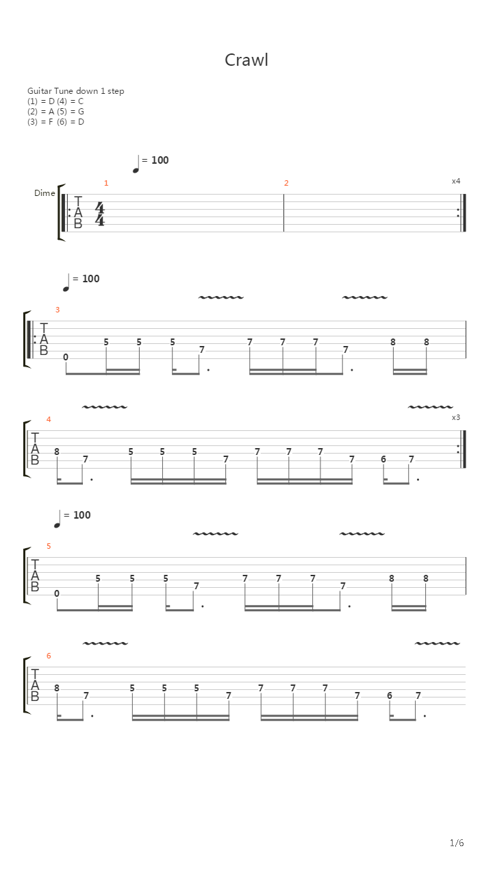 Crawl吉他谱