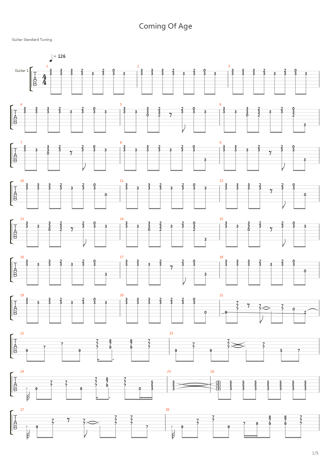 Coming Of Age吉他谱