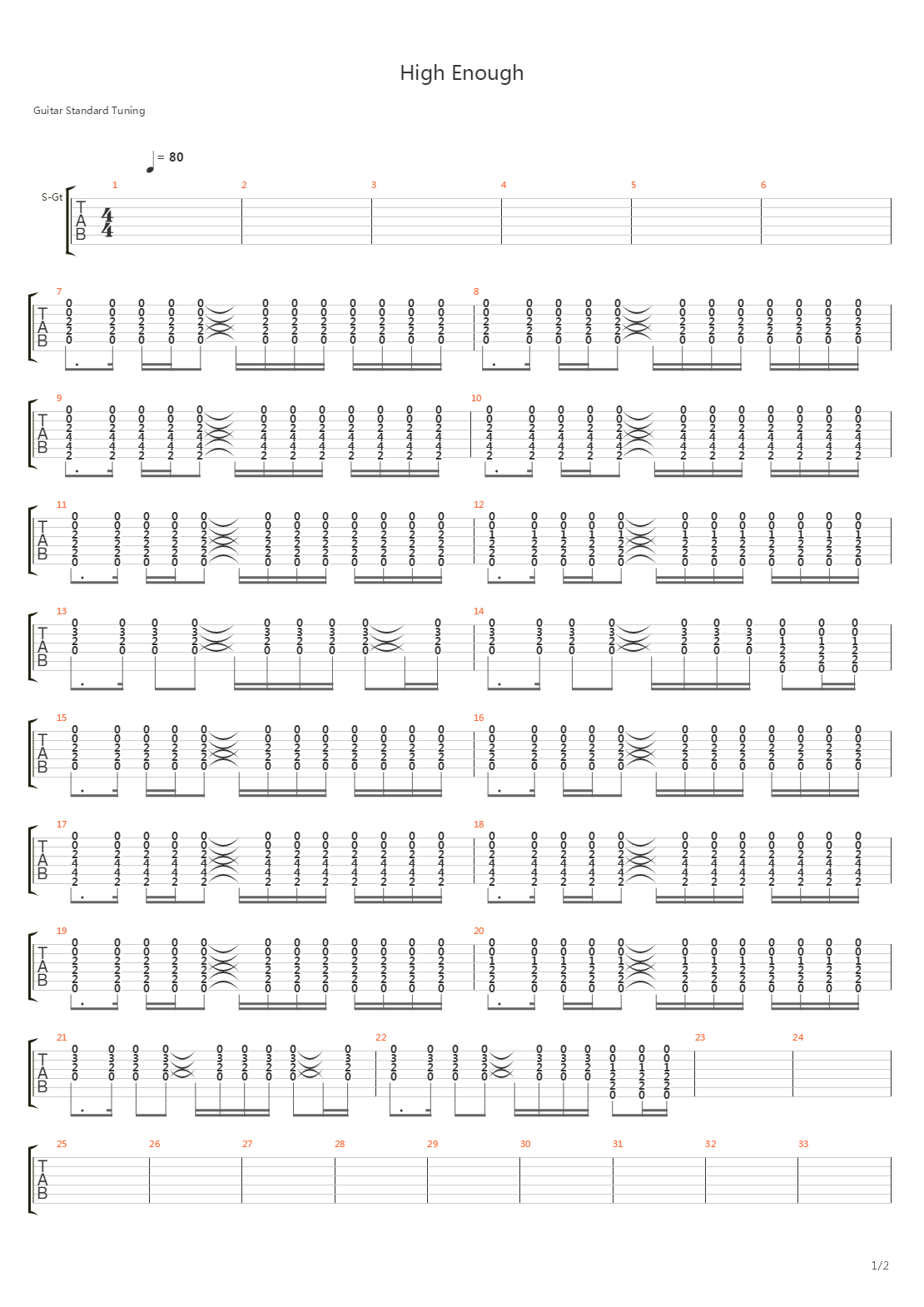 High Enough吉他谱