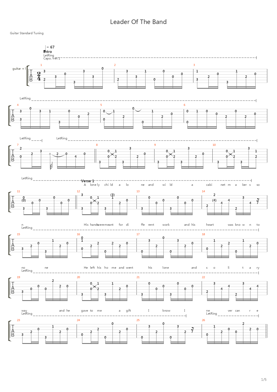 Leader Of The Band吉他谱