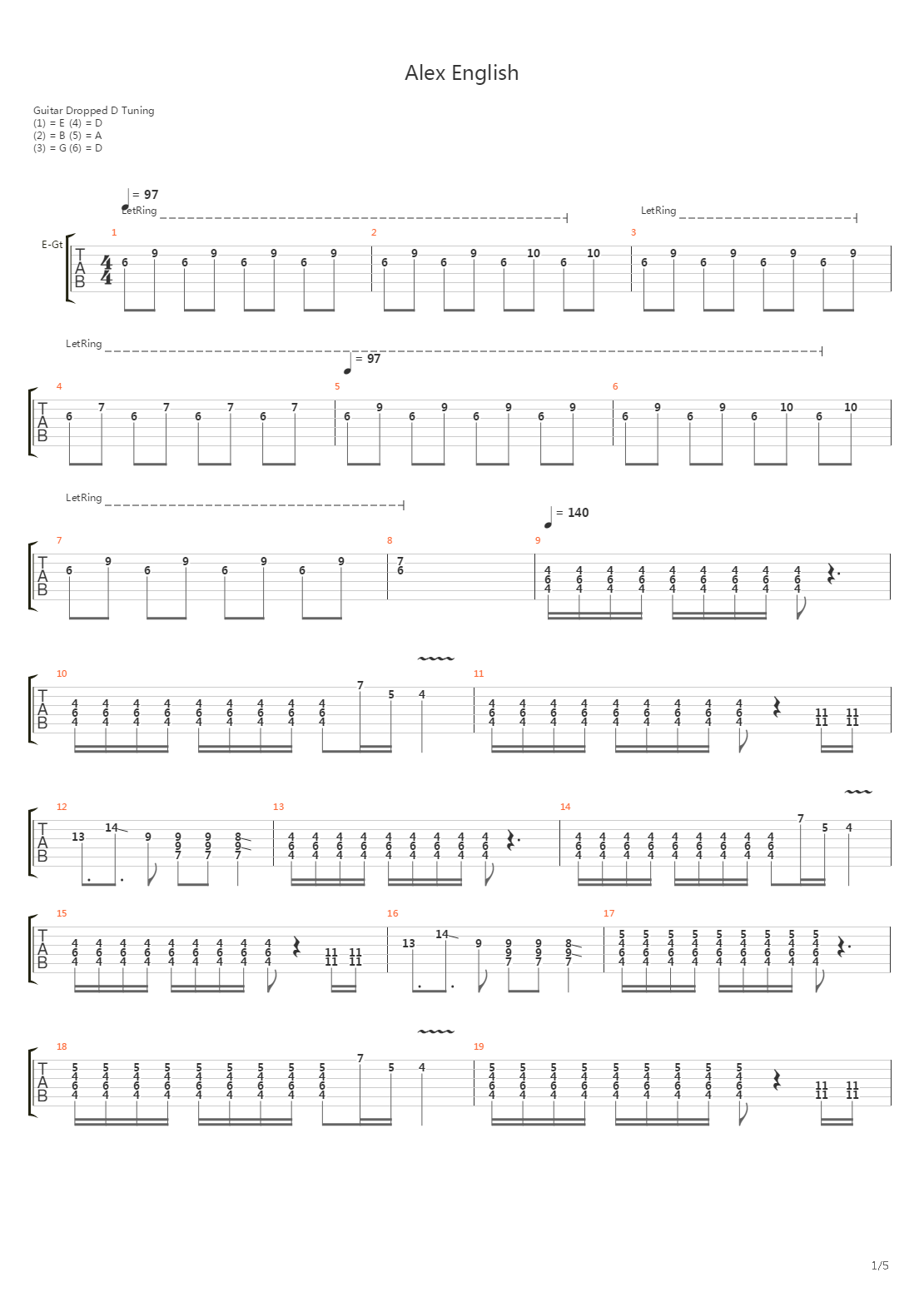 Alex English吉他谱