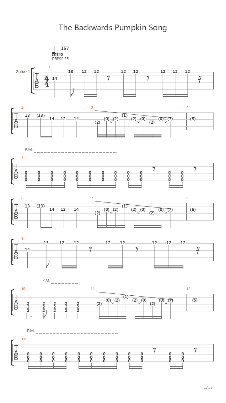 Backwards Pumpkin Song吉他谱