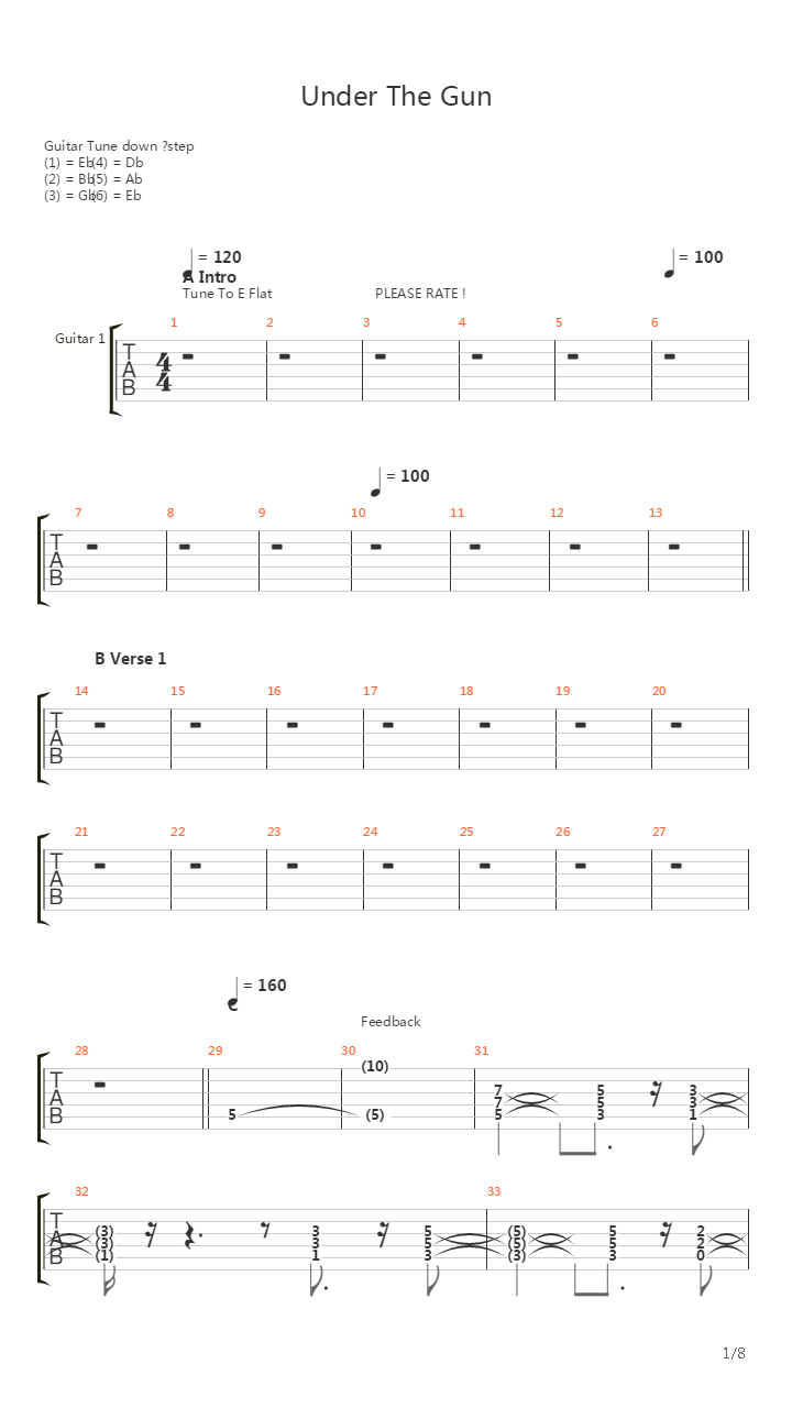 Under The Gun吉他谱